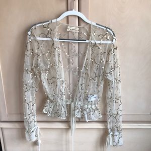 Urban Outfitters Sheer Sequin Top